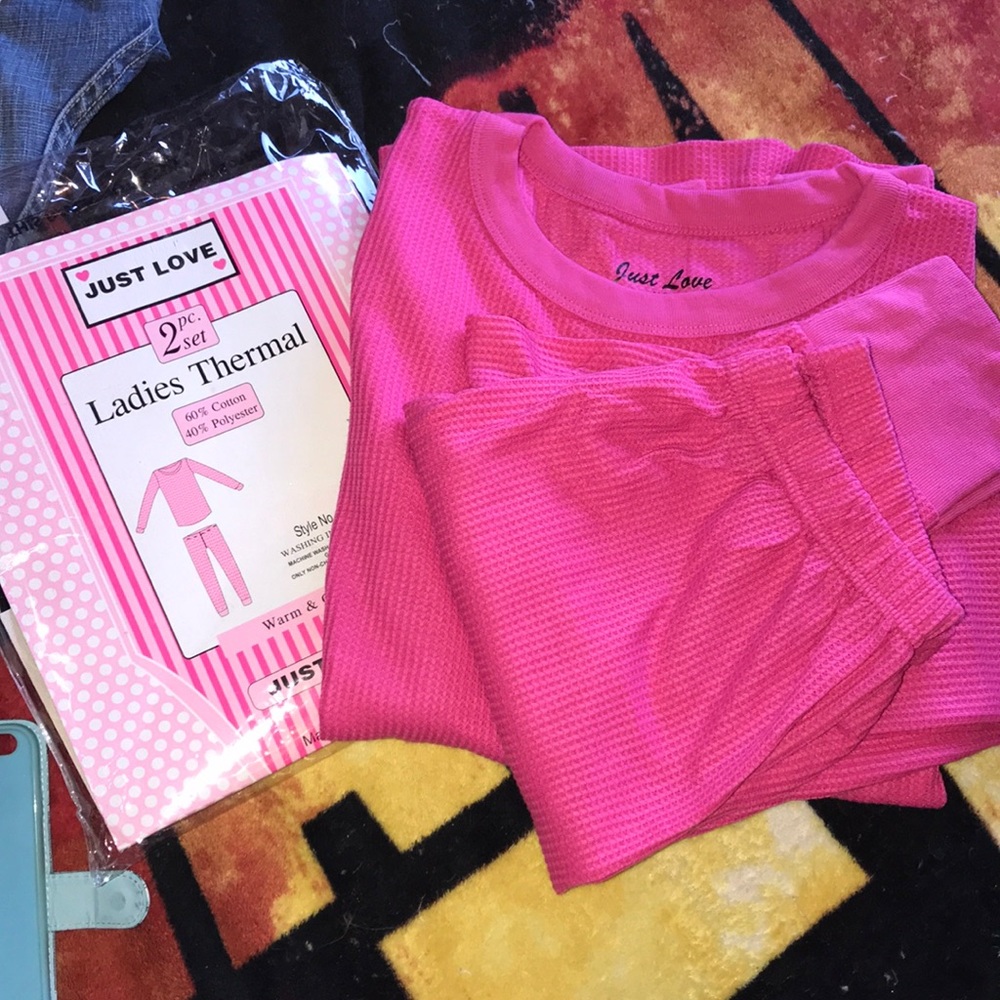 New Just Love ❤️ 2 pc pink thermal set XS